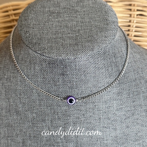 NWT Handmade Candy Did It! Purple Double Sided Eye Of Protection Necklace - Picture 1 of 4